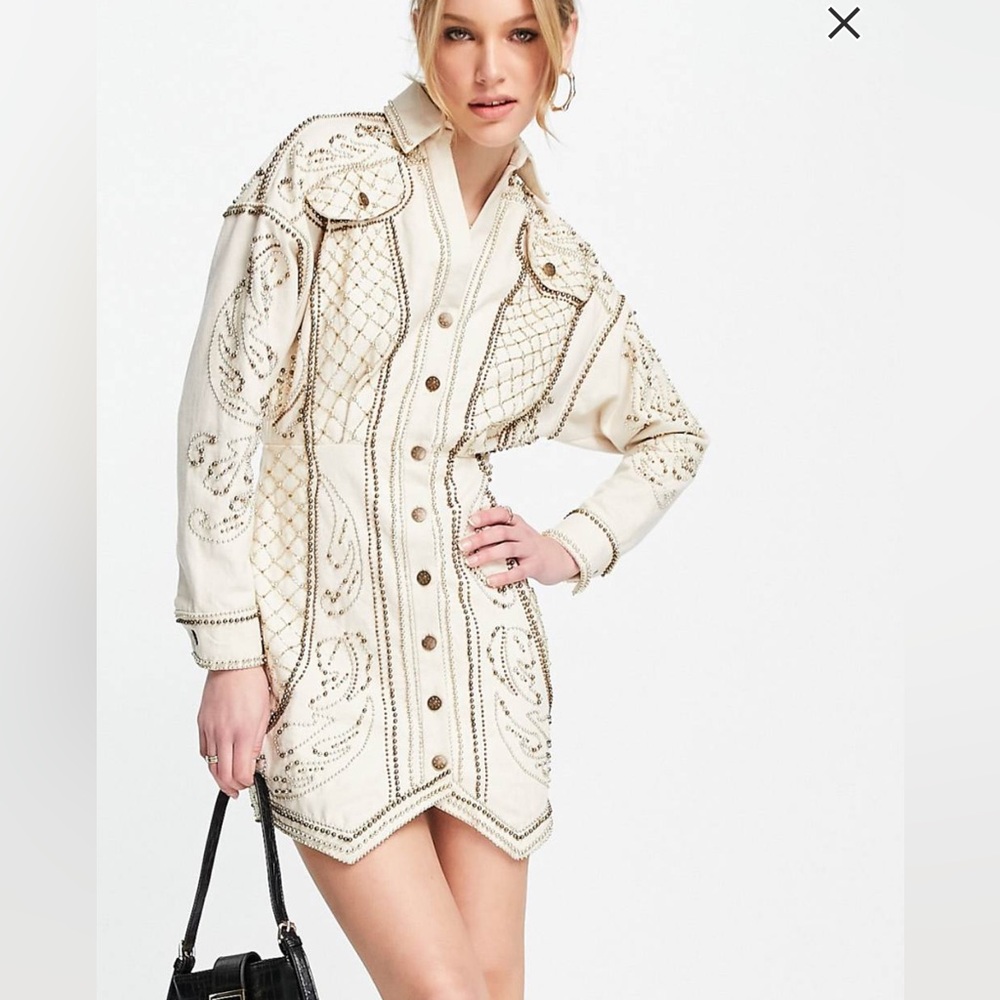 ASOS Design structured mini dress with pearl embellishments 8